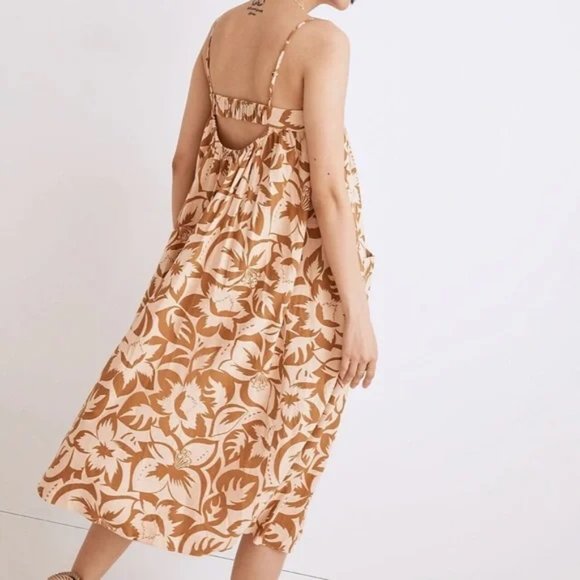 NEW Madewell Linen-Blend Cami Midi Dress in Tropicale Floral NWT M Flowy Pockets - Picture 2 of 13
